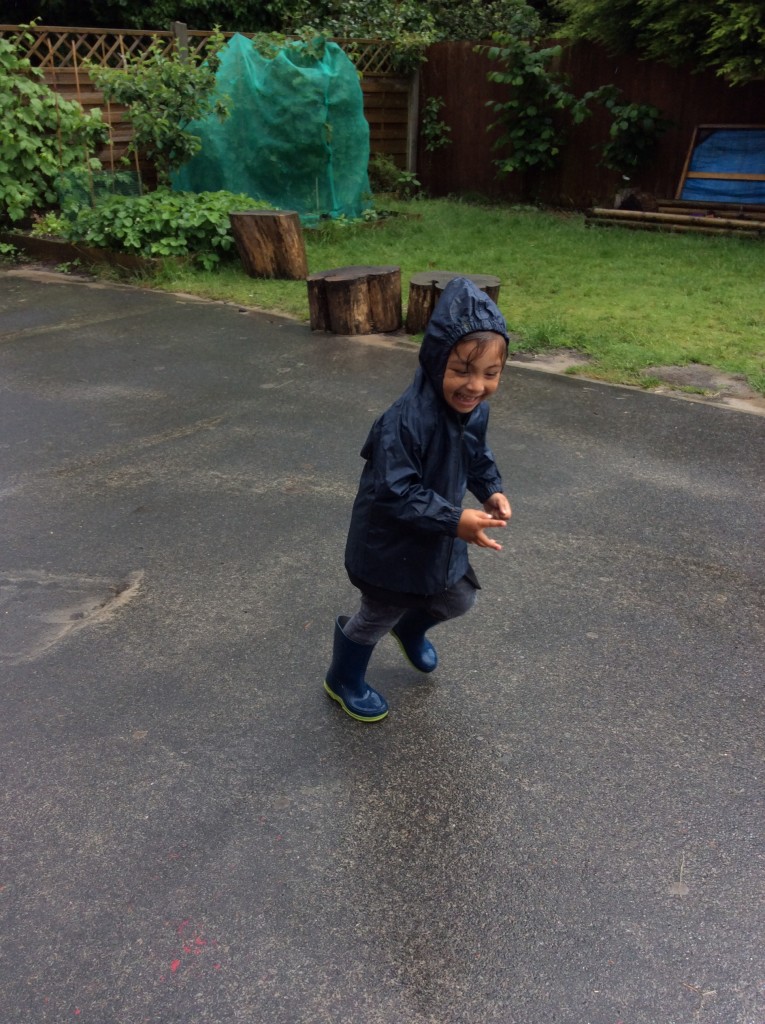 Running in the rain. Fantastic fun.